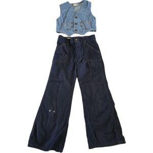 Vintage Boys Billy The Kid Jeans And Denim Vest Set Size 6-7